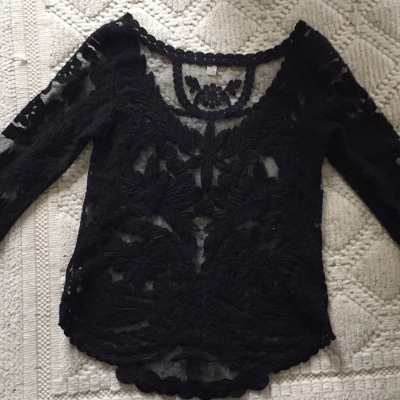 Black Long Sleeve Lace Shirt - Picture 5 of 6